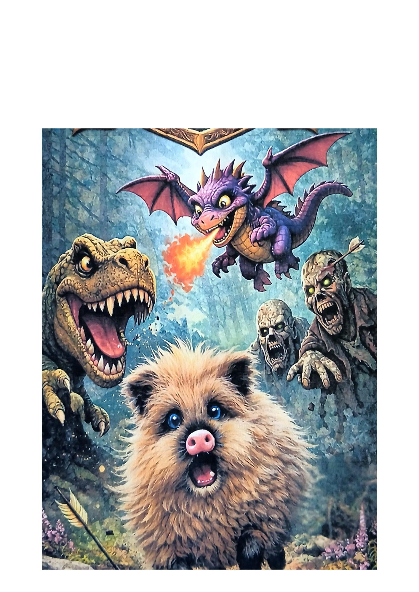 Wild Haggis being chased by monsters from the Bowhunter Archery woodlands. AI Image
