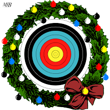 Christmas wreath with archery target inside