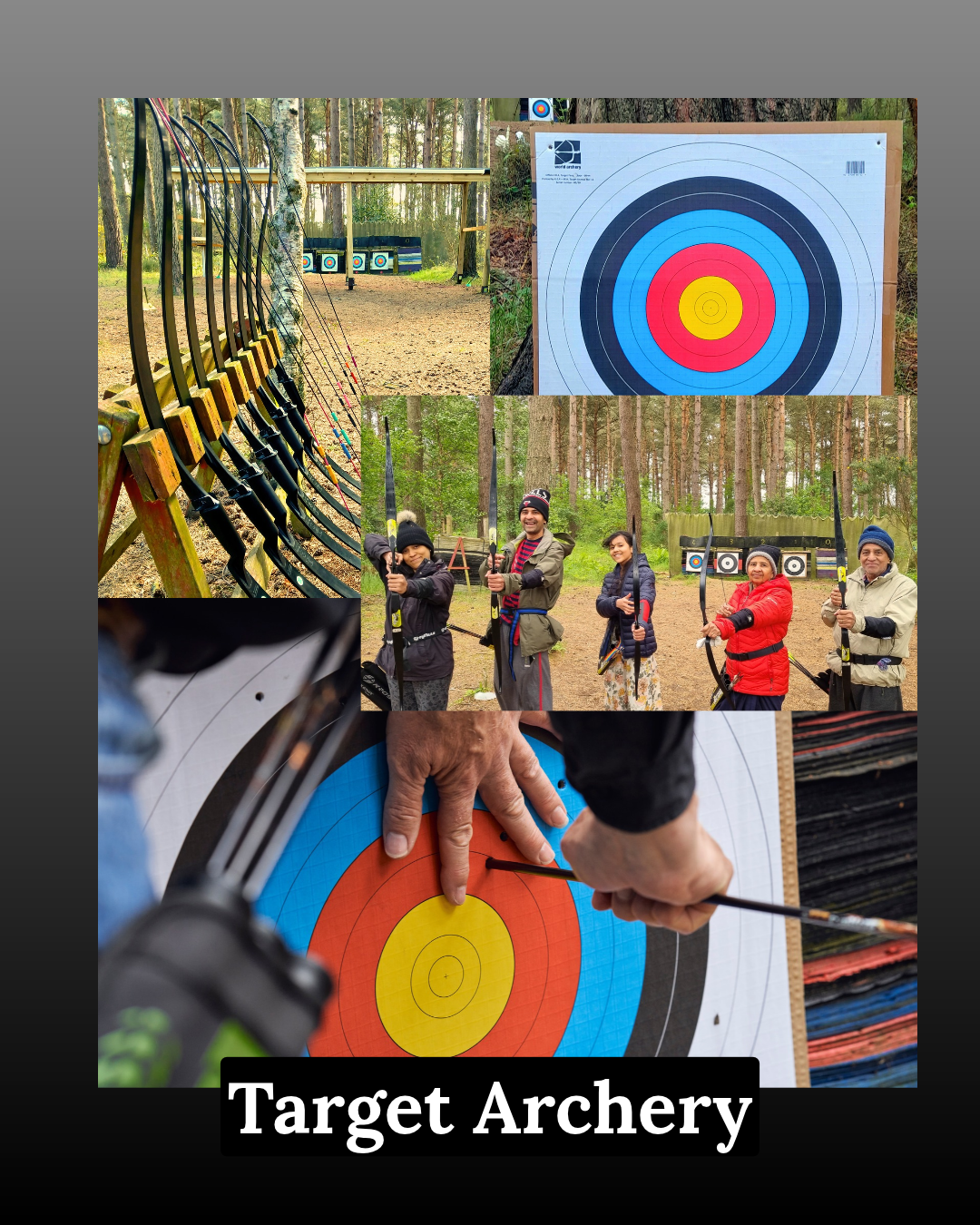 Family enjoying a target archery session